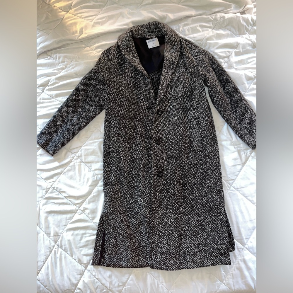 Old Navy Boucle Black and White Textured Peacoat
